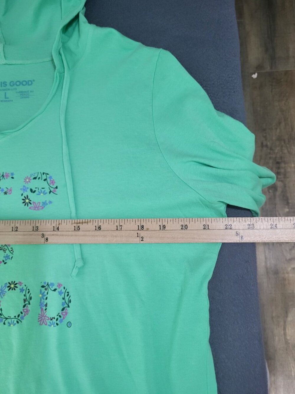 Life is Good Women's SZ LG  L/S Crusher Lite Hoodie LIG Floral Stack Green Beach - Picture 3 of 7